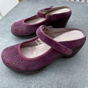 Jambu suede leather clog mules purple flowers 7